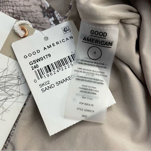 Good American Barely There One-Piece Swimsuit in Sand Snake Size XL NEW - Picture 11 of 12